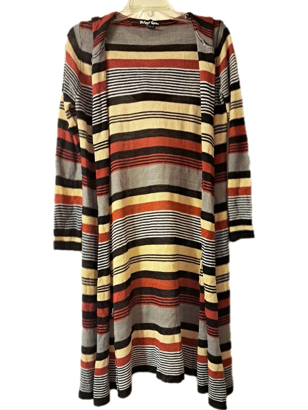 Planet Gold Size XL Long Stripped Sweater in Black, Rust and Gray Stripes